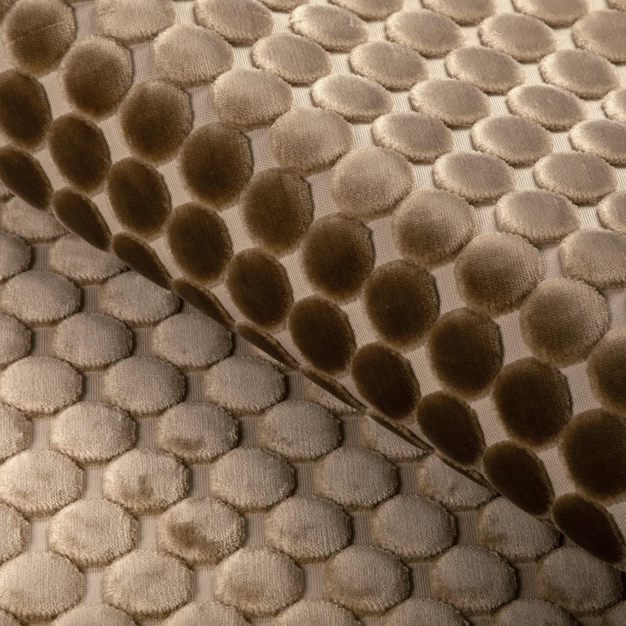 KRAVET DESIGN Geometric Circles Cut Velvet Woven Fabric 10 Yards Brown
