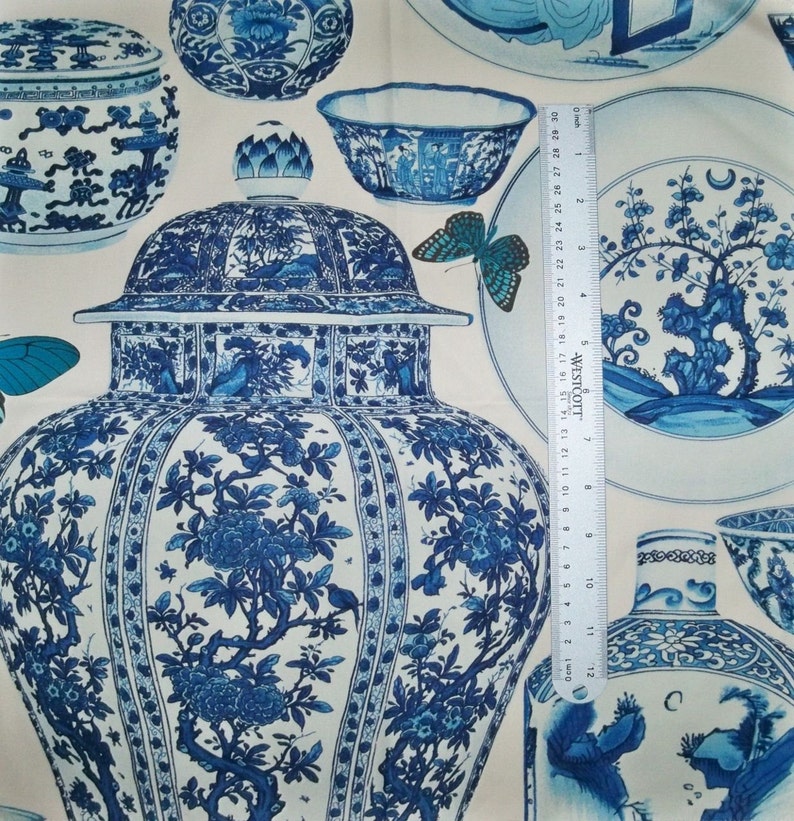 MANUEL CANOVAS CHINOISERIE Jardin Bleu Toile Fabric 10 Yards Etsy