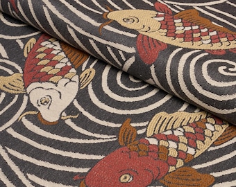 SCHUMACHER Lively Large-Scale Allover Swirling Pattern Koi Fish with Rhythm and Movement Fabric 3 Yards Midnight Multi