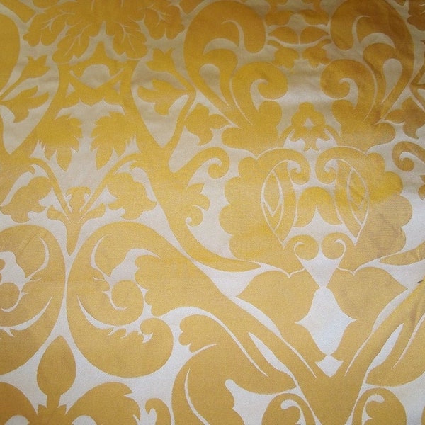 SILK LOOM MARSEILLE Silk Damask Jacquard Fabric 10 Yards Inca Gold on Vanilla Cream