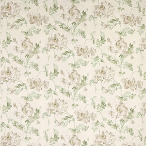 COLEFAX & FOLWER Scrolling Floral Linen Fabric 10 Yards Silver Green