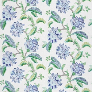STROHEIM Jakobinische Floral & Blätter Schriftrollen Leinen Stoff 10 Yards Oceanside