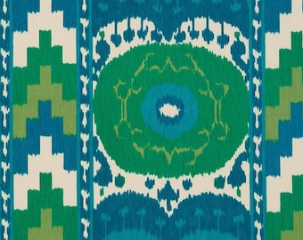 SCHUMACHER Traditional Ikat Cotton Fabric 10 Yards Emerald