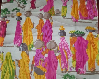 MANUEL CANOVAS Sari Middle Eastern Pots Baskets Desert People Toile Linen Fabric 10 yards