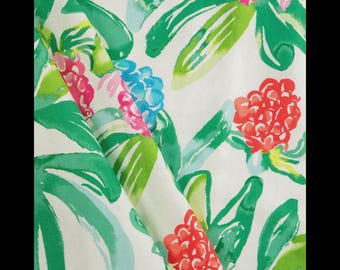 LEE JOFA Lilly Pulitzer Costa Rica Tropical Floral Cotton Fabric 10 Yards Pink Blue Green Multi