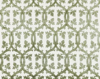 SCALAMANDRE FALK MANOR House Trellis Cut Velvet Fabric 10 Yards Green Tea