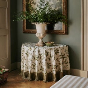 COLEFAX & FOWLER Embroidered Foliage Vines Cotton Linen Fabric 10 Yards Leaf Green Multi