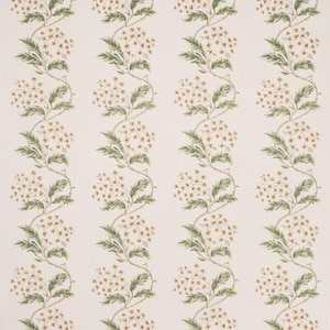 COLEFAX & FOWLER Scrolling Dainty Leaves and Blossoms Print Linen Fabric 10 Yards Gold Leaf