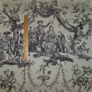 SCHUMACHER Le Couronnement De La Rosiere FRENCH TOILE Fabric 10 yards Gray Charcoal