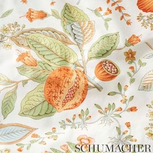 SCHUMACHER Botanical Pomegranate Glazed Cotton Fabric 10 Yards Orange Multi