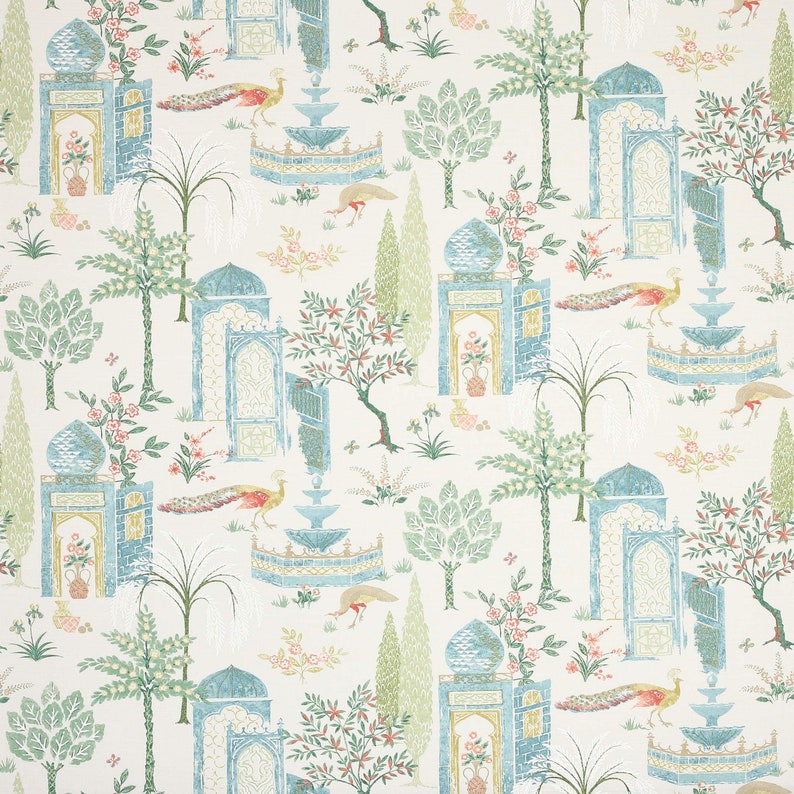 JANE CHURCHILL PERSIAN Grove Cotton Fabric 10 Yards Teal Aqua Etsy