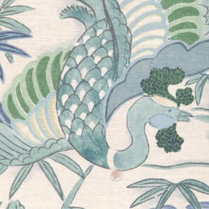 LEE JOFA シノワズリ 日本孔雀 ハナミズキ 牡丹 リネン生地 10ヤード ティールマルチ