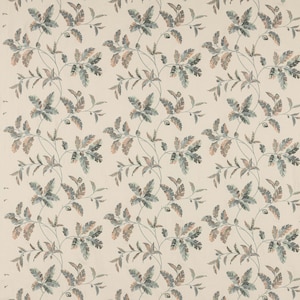 COLEFAX & FOWLER Embroidered Foliage Vines Cotton Linen Fabric 10 Yards Old Blue