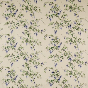 COLEFAX & FOWLER Fuchsia Floral Printed Glazed Cotton Fabric 10 Yards Blue