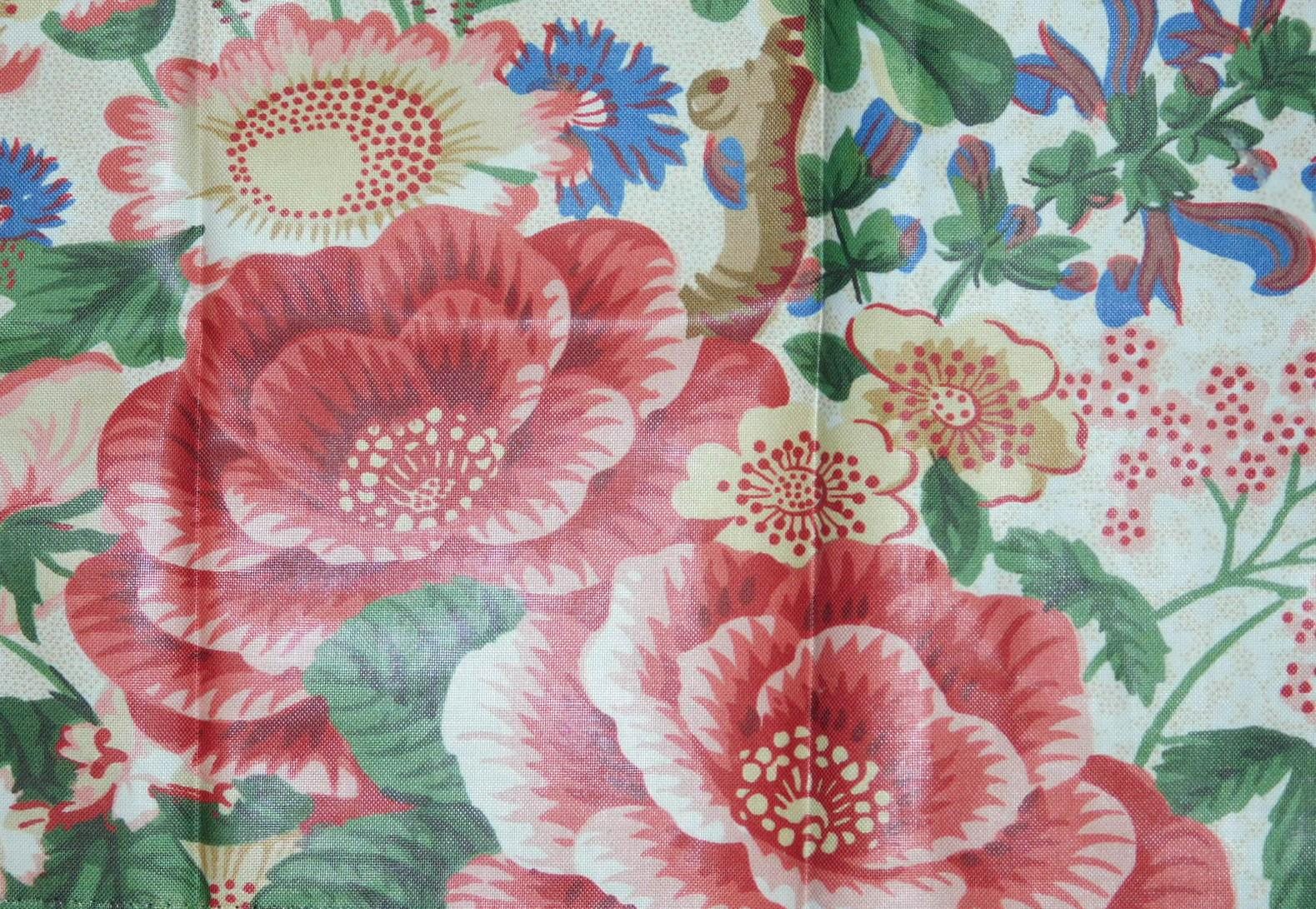 COLEFAX & FOWLER TREE Poppy Floral Glazed Cotton Fabric 10 Yards