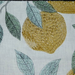 CLARK & CLARKE Embroidered Fruit Cotton Fabric 10 Yards Lemon Multi