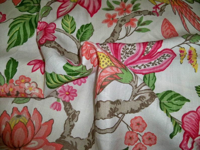 SCHUMACHER Jacobean Tree Of Life Birds Camellias Linen ...