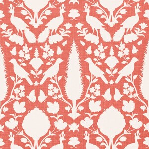 SCHUMACHER CHENONCEAU FRENCH Toile Linen Fabric 10 yards Coral