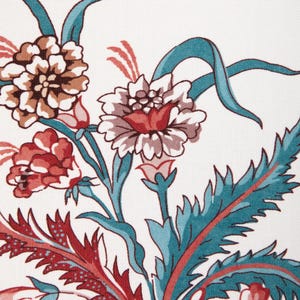 BRUNSCHWIG & FILS Meadow Flowers Foliage Cotton Fabric 10 Yards Teal Rose Multi