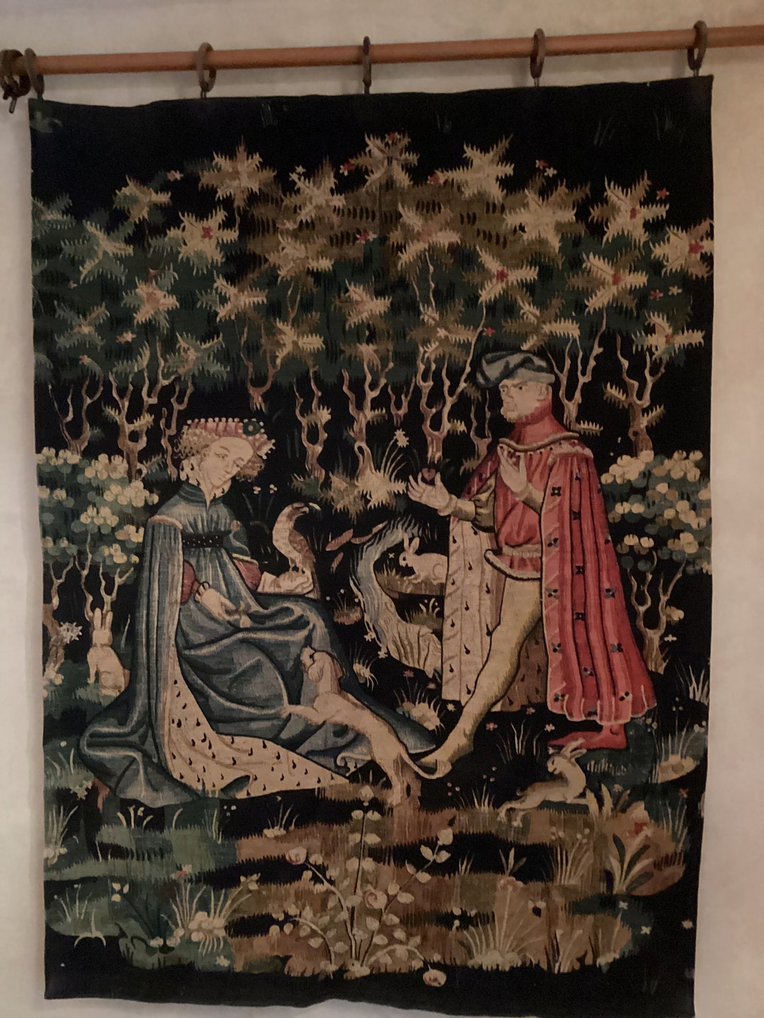 Vintage French Medieval Millefleurs Tapestry Louvre Museum Etsy