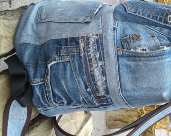 Unique Patchwork Upcycled Eco Jeans Denim Backpack Sailor Bag | Etsy