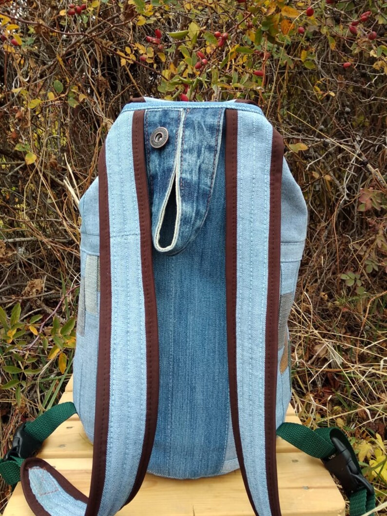 Unique Patchwork Upcycled Eco Jeans Denim Backpack Sailor Bag Etsy