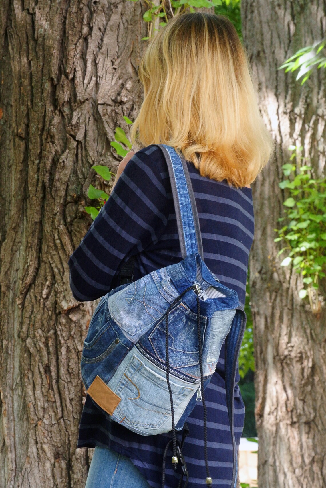 Unique Patchwork Upcycled Eco Jeans Denim Backpack Sailor Bag Etsy