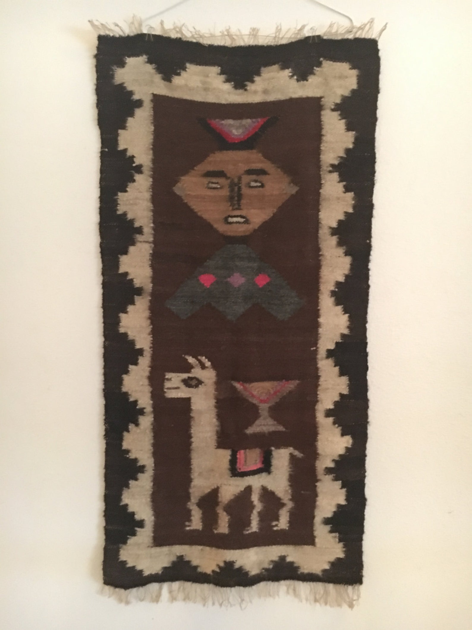 Vintage Alpaca Peruvian Woven Wool Wall Hanging Rug / Runner Etsy