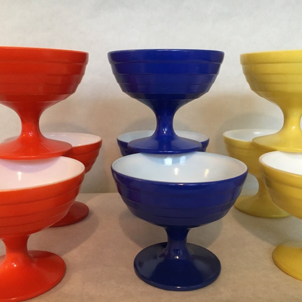 Platonite Moderntone Footed Sherbet Bowls Champagne Glass Hazel Atlas Set of 9