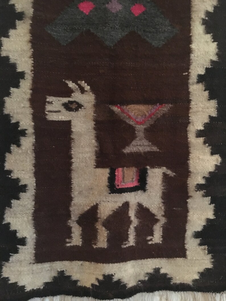 Vintage Alpaca Peruvian Woven Wool Wall Hanging Rug / Runner Etsy
