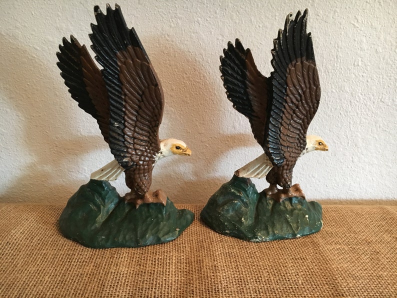 Cast Iron Bald Eagle Bookends Hubley Set of 2 Original Paint Etsy
