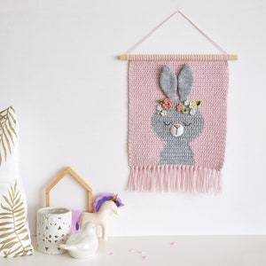 PDF PATTERN Wall hanging decor pattern Wall decor pattern Crochet decor Nursery wall decor Crochet Bunny Kids room decor Bunny image 2