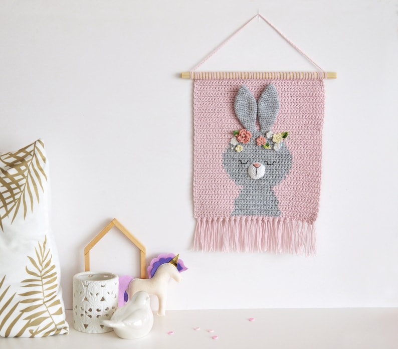 PDF PATTERN Wall hanging decor pattern Wall decor pattern Crochet decor Nursery wall decor Crochet Bunny Kids room decor Bunny image 2