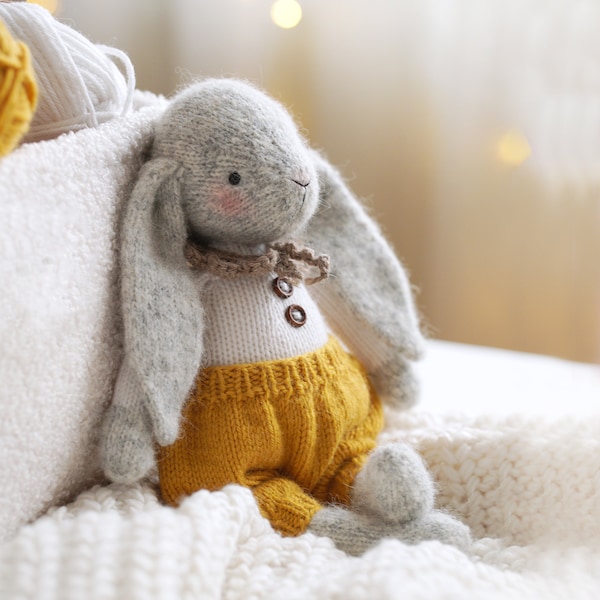 Knitted Bunny Toy in Brown main image 0