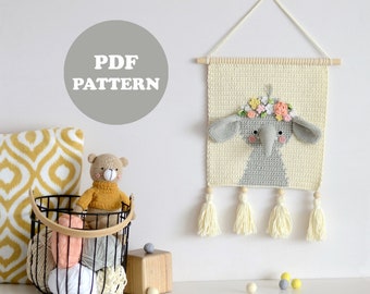 Crochet Elephant Wall Hanging Pattern – Nursery Decor (PDF Pattern)
