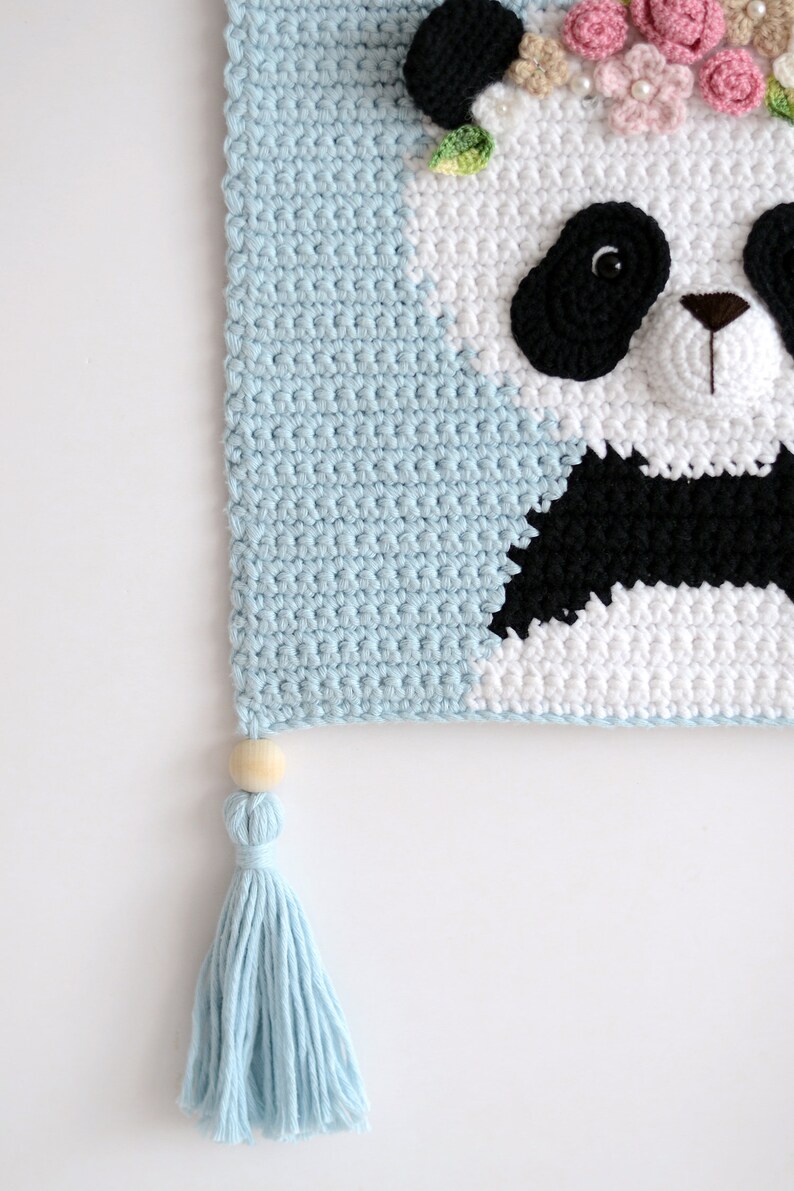 Wall hanging Wall decor Crochet decor Nursery wall decor Nursery wall hanging Crochet panda Crochet wall decor Girl room decor image 4