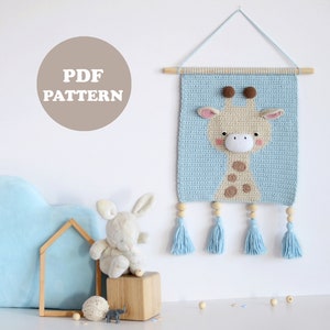 PDF パターン - 壁掛け装飾パターン - 壁装飾パターン - かぎ針編み装飾 - 子供部屋の壁装飾 - かぎ針編みのキリン - 子供部屋の装飾