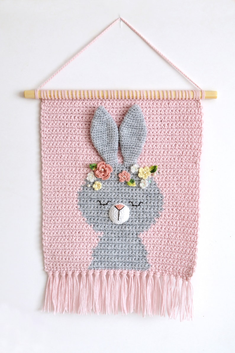 PDF PATTERN Wall hanging decor pattern Wall decor pattern Crochet decor Nursery wall decor Crochet Bunny Kids room decor Bunny image 4