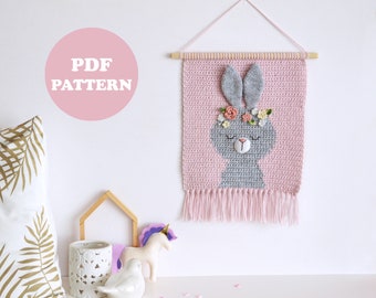 Crochet Bunny Wall Hanging Pattern – Nursery Decor (PDF Pattern)