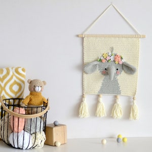 Wandbehang - Wanddeko - Gehäkelte Deko - Kinderzimmer Wanddeko - Gehäkelter Elefant - Gehäkelte Wanddeko