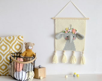 Wall hanging - Wall decor - Crochet decor - Nursery wall decor - Nursery wall hanging - Crochet elephant -Crochet wall decor -Elephant decor