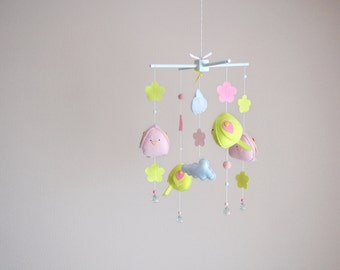 Felt Baby Mobile – Birds & Flowers Nursery Decor