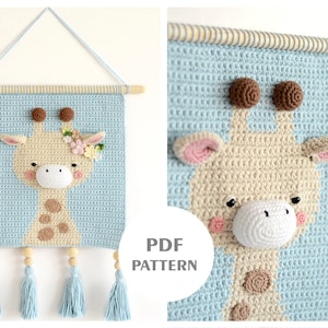 PDF PATTERN Wall hanging decor pattern Wall decor pattern Crochet decor Nursery wall decor Crochet giraffe Kids room decor image 1