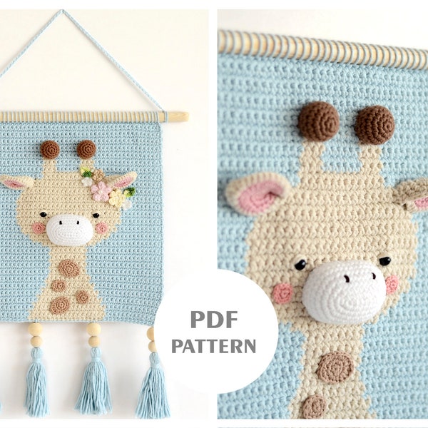 PDF PATTERN - Wall hanging decor pattern - Wall decor pattern - Crochet decor - Nursery wall decor - Crochet giraffe - Kids room decor