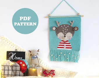 Crochet Deer Wall Hanging Pattern – Nursery or Christmas Decor (PDF Pattern)