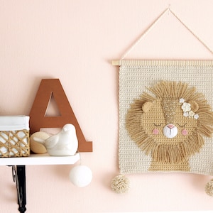 Wall hanging - Wall decor - Crochet decor - Nursery wall decor - Nursery wall hanging - Crochet lion - Crochet wall decor - Kids room decor