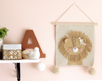 Crochet Lion Wall Hanging – Handmade Nursery Decor