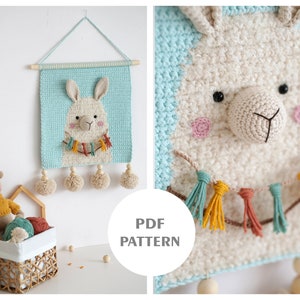 PDF PATTERN - Wall hanging decor pattern - Wall decor pattern - Crochet decor - Nursery wall decor - Crochet lama - Kids room decor - Alpaca