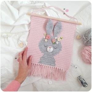 PDF PATTERN Wall hanging decor pattern Wall decor pattern Crochet decor Nursery wall decor Crochet Bunny Kids room decor Bunny image 5