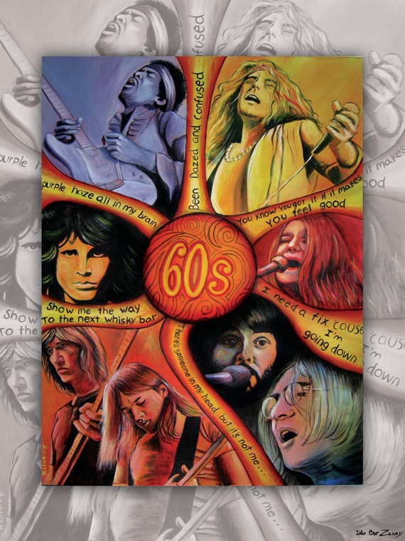 The Sixties Jimi Hendrix Led Zeppelin Janis Joplin Doors Etsy